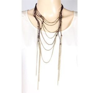 BCBGENERATION NECKLACE FRINGE GOLD TONED LAYERED